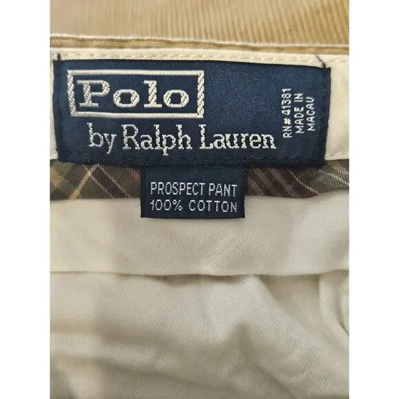Vintage Ralph Lauren Corduroy Pants Mens 32x28 The Prospect Straight Biege